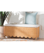 Jaylyn Bohemian Peanut Brown Braided Rattan Footstool - $5,172.51 MXN