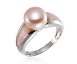 Freshwater Pearl and Mother of Pearl Rodiumn Over Sterling Silver Ring. girls cu - £56.67 GBP