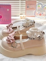 Bow Japanese Lolita Mary Janes Shoes Women Kawaii Sweet Buckle Strap Pumps Shoes - £41.03 GBP