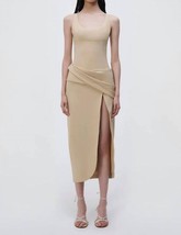 Jonathan Simkhai angeline draped midi dress in Dried Pineapple - size 8 - £194.74 GBP