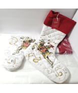 TWAS THE NIGHT Reindeer Quilted Stockings Williams Sonoma Christmas NEW ... - $46.32