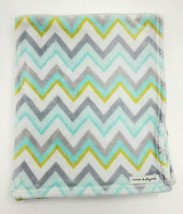 Blankets &amp; Beyond Baby Blanket Chevron Zig Zag Aqua Green Gray Yellow Bl... - $34.99