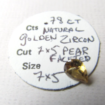 VINTAGE NATURAL Golden Zircon .78 Carat 7mm x 5mm Faceted Pear Cut Gemstone  - £28.72 GBP