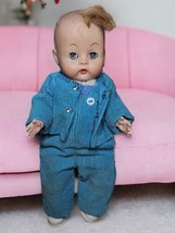 VTG 50s AE 8&quot; Baby Doll Sleepy Eyes Moveable Arms Legs Drink Wet Hair Tuft - £39.56 GBP