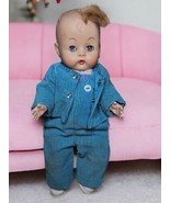 VTG 50s AE 8&quot; Baby Doll Sleepy Eyes Moveable Arms Legs Drink Wet Hair Tuft - £39.21 GBP