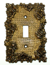 RARE VINTAGE SA 3107 BRASS FLORAL EDGE TOGGLE SWITCH PLATE COVER - £11.99 GBP