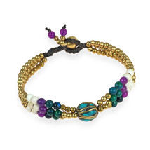 Mix Stone Tibetan Brass Beads Handmade Bracelet - £9.63 GBP