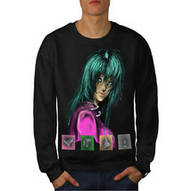 Wellcoda Anime Green Funk Mens Sweatshirt, Colorful Casual Pullover Jumper - £27.71 GBP+