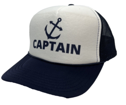 Captain Hat Cap Snap Back Blue Mesh Trucker Otto One Size Anchor Logo Foam Front - £14.23 GBP