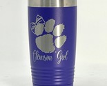 Clemson Girl Purple 20oz Double Wall Insulated Stainless Steel Tumbler Gift - £20.03 GBP