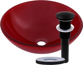 The Novatto Rosso Glass Vessel Bathroom Sink Set Is Matte Black. - £72.23 GBP