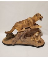 Artist Chris Dixon Florida Panther With Cubs 15&quot; Sculpture Cast Stone St... - £118.34 GBP