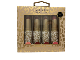 Nicole Miller Luxe Lipstick 4 Pc Essential Pink Collection Set Leopard P... - £10.85 GBP