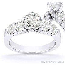 Round Cut Moissanite 6-Prong Ctr 5 Five-Stone Engagement Ring in 14k White Gold - £715.38 GBP+