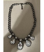 Ann Taylor Loft Brass chain Clear Rhinestone Necklace 21” - $14.50