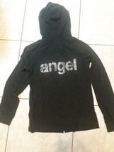 Victoria&#39;s Secret VS ANGEL Full Zip Angel Hoodie BLING OG Sz M Medium Black - £45.64 GBP