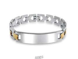 2-Tone ID Bracelet Two Toned Stainless Steel Monogrammed "Charles" - £29.88 GBP