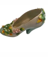 Vtg Porcelain High Heel Shoe Figurine White Blue Floral Grapes Decor Accent - €13,79 EUR