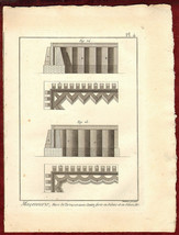 1780s Original Copperplate Engraving Masonry Encyclopedia Diderot Terrace Walls - £14.36 GBP