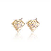 Cubic Zirconia &amp; 18K Gold-Plated Stud Earrings - £10.44 GBP