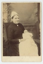 Antique c1880s Cabinet Card Beautiful Image of Grandmother &amp; Baby Grays England - £12.37 GBP