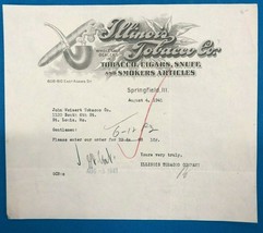 ILLINOIS TOBACCO COMPANY vintage August 4,  1941 invoice on company lett... - £10.09 GBP
