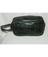 Embassy Cosmetic Shave Travel Toiletries Case Black Patched Leather Vintage - $25.61 CAD
