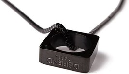 Defend Paris Black Square Ring 28.5&quot; Necklace Set Box Chain In Velvet Gift Bag - £47.18 GBP