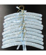 10 Vintage Padded Hangers Satin Powder Blue Fabric Covered Clothes Gold ... - $36.28 CAD