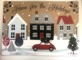 Christmas Placemats Home for the Holiday Set of 4 Vinyl Winter Houses Sn... - $36.14