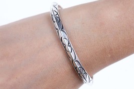 Solid vintage Heavy stamped Native American sterling cuff bracelet - $150.73