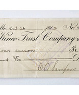 1912 Kineo Trust Company Bank Check E.A. Sampson Dover Maine Signed 941 ... - €17,15 EUR