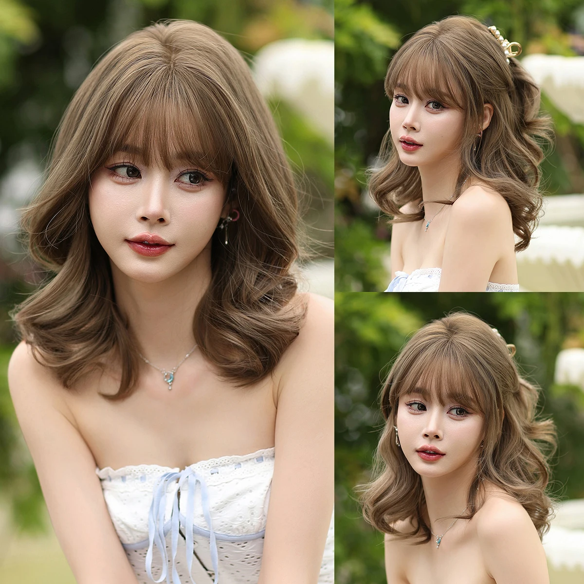 NAMM Light Brown Women Wig for Women Daily Party  Short Wavy Wigs Synthetic Wigs - £14.64 GBP+