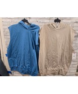 2 Champion Hoodie L Blue Tan Sweatshirt Sleeveless Pocket Pullover Light... - $570.99 MXN