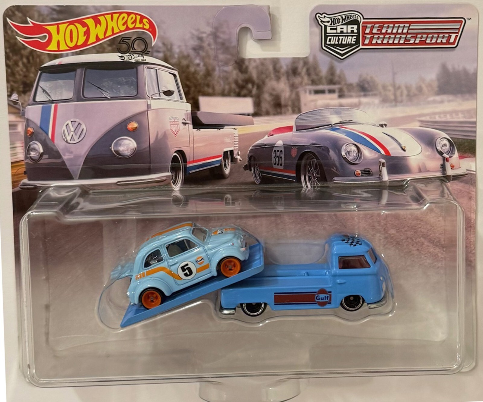 FIAT 500 Custom Hot Wheels Team Transport GULF RACING w/ RR - $144.44