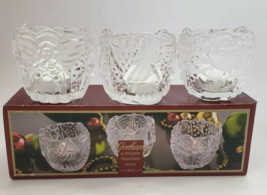 Gorham North Pole Express Angel Santa Clear Glass set of 3 Votive Candle Holder - £15.69 GBP