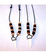 12 LG BONE SHARK TOOTH NECKLACES jewelry necklace bead - $18.99