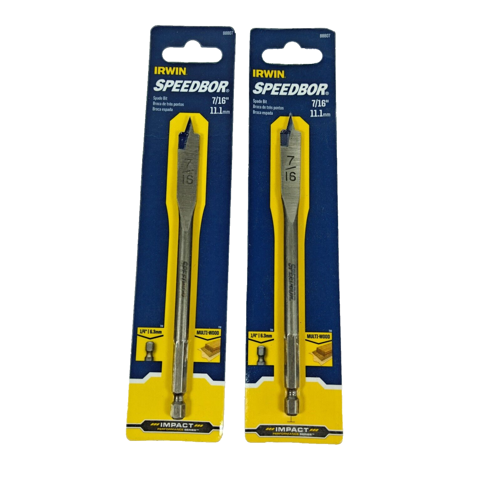2 Pack Irwin 7/16&quot; x 6&quot; Long Spade Paddle Flat Drill Bit Speedbor Impact... - $10.88