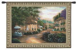 53x38 PLENITUDE DE CHARME European Village Street Floral Tapestry Wall H... - $158.40