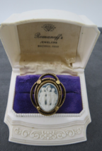 Rare Vintage Uncase Three Graces Cameo Adjustable Ring Gold Tone Blue White 7.5 - £39.78 GBP