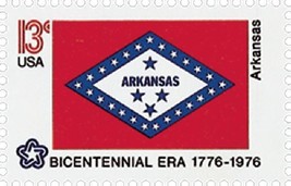 1976 13c Arkansas State Flag, Bicentennial Era Scott 1657 Mint F/VF NH - $1.19