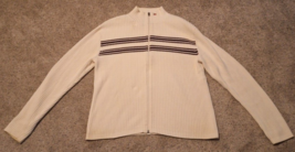 Mens Ralph Lauren Polo Jeans Co. Vintage Ribbed Full Zip Sweater Flag Logo Sz XL - £16.80 GBP