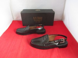 G.H.BASS | Whitney Croc Sling Back Weejuns Loafer $185 US Size 8 1/2 Bla... - £85.68 GBP