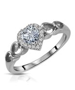 Galaxy Gold GG, 14K Solid White Gold, Aquamarine and Diamond Heart Ring ... - $1,237.69