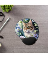 Floral Cat Mouse Pad with Wrist Rest, Cute Cat Lover&#39;s Gift, Ergonomic D... - $42.13 CAD