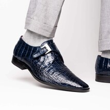 Genuine caiman crocodile Shoes Rovigo Navy image 10