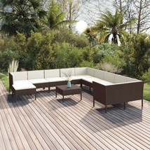  Garden Lounge Set Brown Poly Rattan 12 Piece Set Modular - $24,792.33 MXN