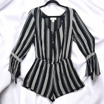 Band of Gypsies Romper Woman Large Black and White Striped Long Sleeve B... - £11.35 GBP