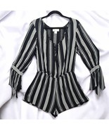 Band of Gypsies Romper Woman Large Black and White Striped Long Sleeve B... - $14.01