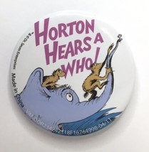 Dr. Seuss Horton Hears A Who Button Pin 1.75&quot; Elephant &amp; Monkeys - $10.00